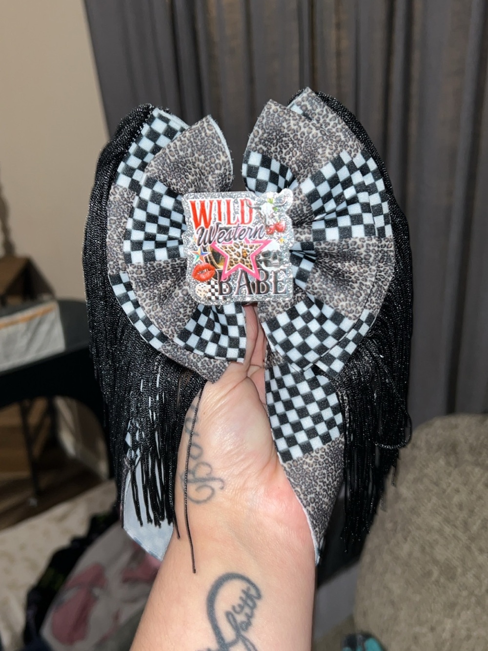 Wild Western Babe Checkerboard Fringe Head Wrap